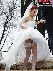 Beautiful and sexy upskirt bride upskirt shot