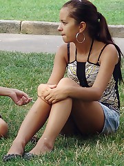 Looking up skirts in the park upskirt no panties