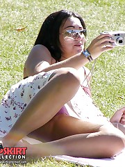 Gorgeous upskirt girl in a park upskirt photo