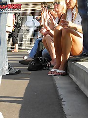 Keeping legs stretched on upskirt cam celebrity upskirt