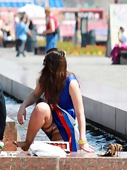 Cameraman gets awarded with upskirts upskirt no panties