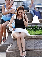 Girls pose so that upskirt were seen upskirt photo