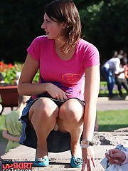 Babe is with panty slid down upskirt celebrity upskirt