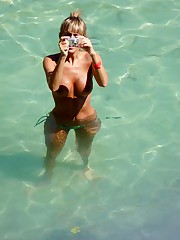 Beach bikini girls enjoy summer day upskirt picture
