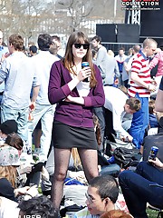Windy weather upskirt in the street up skirt pic