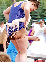 Girls lifting skirts up in public up skirt pic