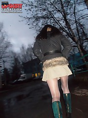 Girls followed by street upskirt man upskirt shot