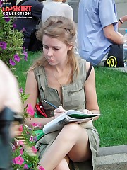 Teasing with panty off up the skirt up skirt pic