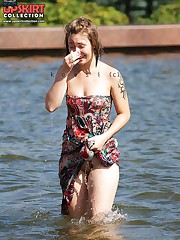 Canned babes uncover their upskirts upskirt no panties