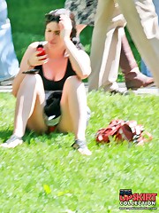 Hot legs stretched for upskirt cam up skirt pic