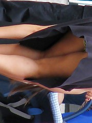 Upskirt teens fool around and pose up skirt pic