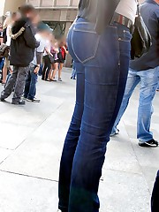 Hot tease with skin tight jeans butt celebrity upskirt