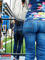 Girls butts in sexy jeans and panty upskirt pantyhose