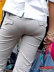 Fat girls in jeans look exciting upskirt shot