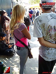 Adorable and tight asses in jeans upskirt pantyhose