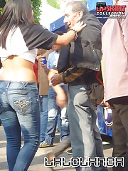 Sexy girls in jeans show nude skin upskirt picture