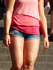 Girl taking her jeans shorts off teen upskirt
