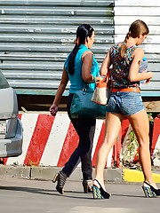 Looking fashionable in sport shorts upskirt shot