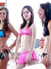 Hot bikini babes on the city beach upskirt pussy