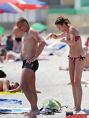 Extreme bikini heat on the beach celebrity upskirt