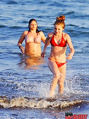 Cute bikini sluts play so erotically upskirt no panties