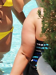 Hot bikini panties on round butts upskirt pic