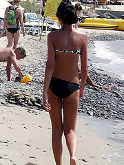 Babes demonstrate hot bikini slip upskirt shot