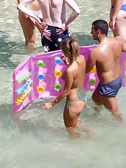 Teens in micro bikinis on the camera candid upskirt