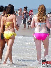Pink and yellow bikini panty butt up skirt pic