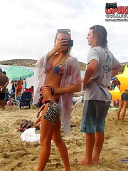 Horny tit shake from ebony in bikini upskirt pantyhose