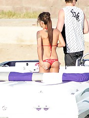 Horny tit shake from ebony in bikini teen upskirt