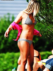 Sweetest girls in bikinis shake butt up skirt pic