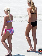 Leggy girls wear so tiny bikinis upskirt photo