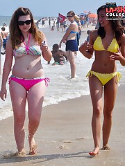 Girls voyeured outdoor in swimsuits upskirt photo
