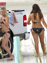 Some girls losing bikini panty off upskirt no panties