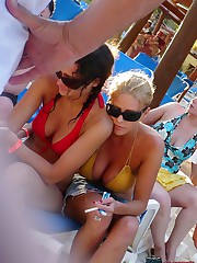 Fat and slim bikini amateurs upskirt shot