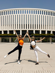 Krasnodar is not a hugely popular tourist destination in Russia, but I had my reasons for visiting. Namely, Diana Sedova (orange top) and Victoria Minina (white). These two attractive young women showed me around at the stadium built for the 2018 World Cup. It was easy to become overwhelmed by all the photo-worthy opportunities. But that is why we have two-part updates. That is why you should expect more from them in the next few days, including a bonus video. upskirt pic