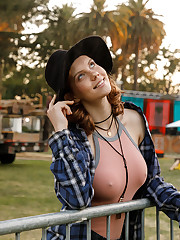 I met Kayla Coyote as the Earth Day festival in Santa Barbara was wrapping up. It turns out she had done some prior provocative modeling for a site called Playdude or something. But forget about them. You want the real deal here at Zishy. Other publications are like those pale red tasteless spheres you buy in Walmart that are supposed to be tomatoes. Zishy is the juicy fruit that you can pop straight into your mouth, fresh off the vine growing in Grandma's garden. Eat up. More of Ms. Coyote to come. upskirt pic