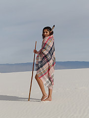 Alejandra Cobos returns with part 2 of our trip to White Sands, New Mexico. Days this magical require some divine intervention. We thought it would be too cold for anything revealing outdoors this late in the year, but the Sun God was on our side. This heroines's journey continues in part 3 coming on Thanksgiving Day. With a bonus video. And without undergarments. upskirt pic