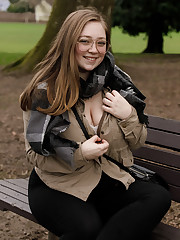 Portland does not have a lot of direct sunshine this time of year, but it does have Rose Fessenden, and that is more than enough reason for me to visit. Here she is teasing my socks off in a park. Hope you enjoy her unique beauty. upskirt shot