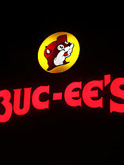 Texas likes to do everything in a big way, including its gas stations. This is Katie Darling at Buc-ee's. The place perplexes me. I feel impressed, yet utterly disappointed at the same time. Marketing pro-tip, using a beaver as your company mascot is money in the bank. Katie and I got the stink eye from a few God-fearing patrons, but we had fun and that's all that really matters. Enjoy Buc-ee's. upskirt pic