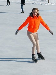 Faina Bona skates into our lives from some icy paradise in Europe. This was a first attempt from the contributing photographer. They did some things really well, but others could use tweaking. These photos were taken last winter if that matters to you. Part two will start in a similar outfit but during a warmer day. Faina is a delicate beauty to behold in all conditions. upskirt shot