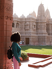 I took Georgia Ames to a Hindu temple that I noticed off the side of the highway in Southern California. This majestic place should be serene, but is currently under construction. It takes a lot of money and ornamentation to please God, but it is a necessity before we solve that whole poverty situation. The temple's management also has a strict no-camera policy indoors, but we were able to capture some fun shots outside. Yet another reason I will experience a beat-down after this iteration of life. Hare Krishna! upskirt picture