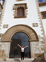 Jorge in Spain found another beautiful muse that he could not resist photographing for Zishy. I may have urged him immediately after he showed me her Instagram. Mireia Cabello is a sassy eighteen year old with a petite body, yet gravity-defying curves. Nature can be bipolar. She can give you volcanoes and earthquakes one day, and the next, a lively Mireia. Ay Dios santo! upskirt photo