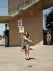 I met the beautiful Ursula Hall in Oakland, California. Her innocent eyes and soft curves are addictive. Ursula has played competitive sports for most her life, primarily soccer and volleyball. Ursula's cleavage brought some excitement to several commuters on an otherwise typical Monday morning. upskirt picture