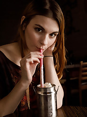 I drove up the coast to meet Lauralynn Parrish. She is 19 and full of eager to shoot for Zishy. Being that she dates a military man, I thought this old tank we found would make a good background. Lauralynn then showed me her favorite local cafe where they make a mean Nutella and banana milkshake topped with heavenly whipped cream. Captain  Tennille's Love will keep us together is the song in the bonus video. upskirt picture