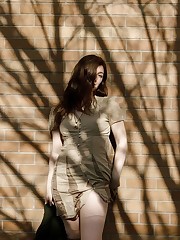 I met up with Rowan Emerson shortly after the sun peaked its head over the horizon. We both needed to get an early start. Rowan wanted to meet at a public spot to verify I wasn't an obvious monster. The only place open was a supermarket. I guess I passed the test, because shortly after, we were heading towards the PCC campus in my rental car. Rowan says she is not typically an exhibitionist, but I give her performance a passing grade. More Rowan in our future. up skirt pic