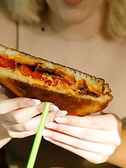 My absolute almost favorite model is back. This is when Gia Ohmy took me to one of her regular West Palm Beach eateries. We were eventually kicked out, but it was fun while it lasted. Apparently, a strict rule of theirs is to limit the use of the bathroom to one person at a time. Fascists. Anyways, we did enjoy Howley's BLT, minus the lettuce, plus the cheese. Or was it their signature grilled cheese, add bacon and tomato? Hell if I remember. I just know that Gia likes it indulgent and spicy. No complaints here besides her penchant for mendacity. upskirt pic