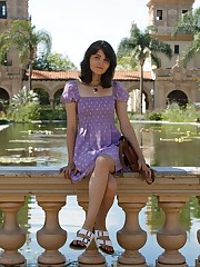 Balboa Park in San Diego is a lovely setting for portraits. I recommend that you go early in the morning before swarms of sweaty, overweight tourists arrive to obstruct the picturesque backgrounds. Onna Metcalf has a shy demeanor that had me assuming she'd be unable to pull off risky shots in public. Onna is quiet and generally keeps her emotions to herself, but one thing she is not is risk-averse. Let's all take this Monday, lay it on its back, pull its Amazon Essentials panties to the side, and remind it who is boss. upskirt photo
