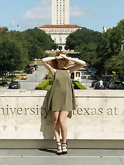 Let me introduce you to Sunny Radford. She is a college student in Texas who felt like she deserves a few added benefits for paying such high tuition. We decided to utilize her campus as a backdrop and take some cheeky photos. Fortunately, all that money they take in doesn't go towards top-notch security. But I am sure the dean's pockets are staying well-padded. Happy Saturday. upskirt pic